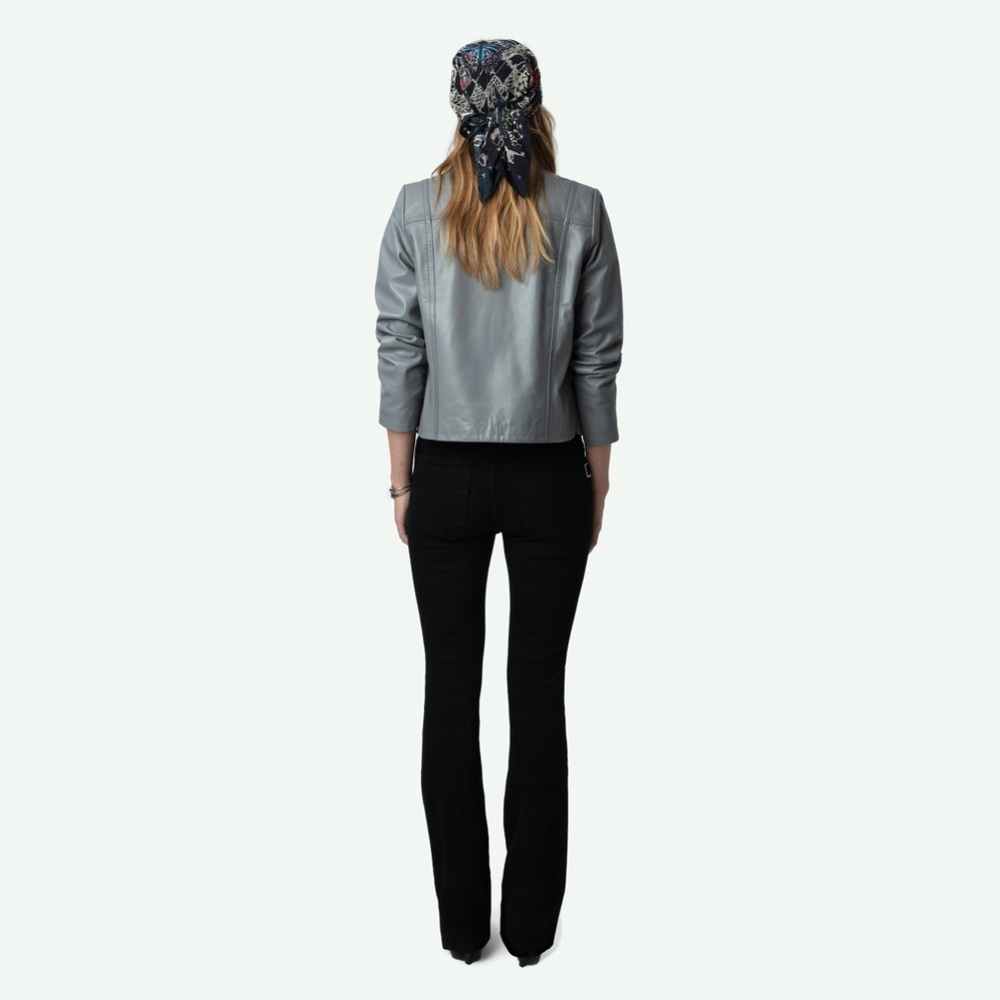 NEW! Zadig & Voltaire Leather Grey Jacket, M - Picture 3 of 14